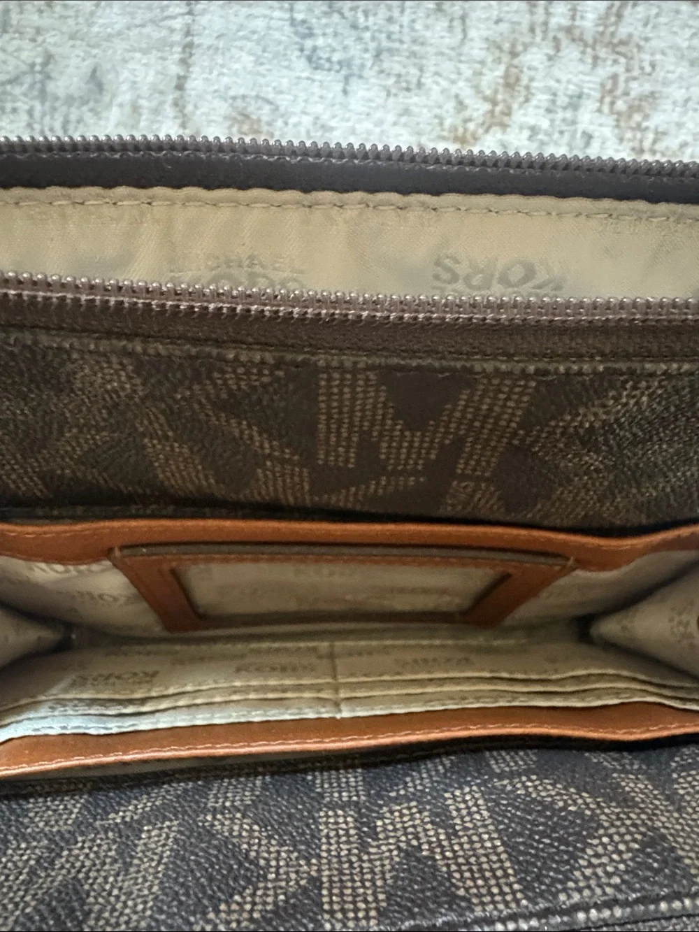 Michael Kors Dark Brown Logo Crossbody with Gold Emblem